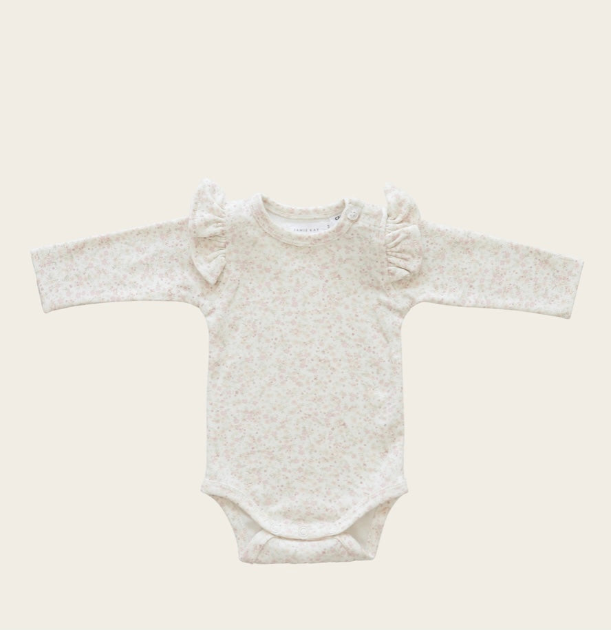 Makenna Ruffle Sleeve Bodysuit - White