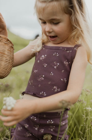 Organic Cotton Rib Bebe Midi Singlet ~ Petite Fleur