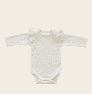 Organic Cotton Frill Bodysuit - Hana Floral -JamieKay