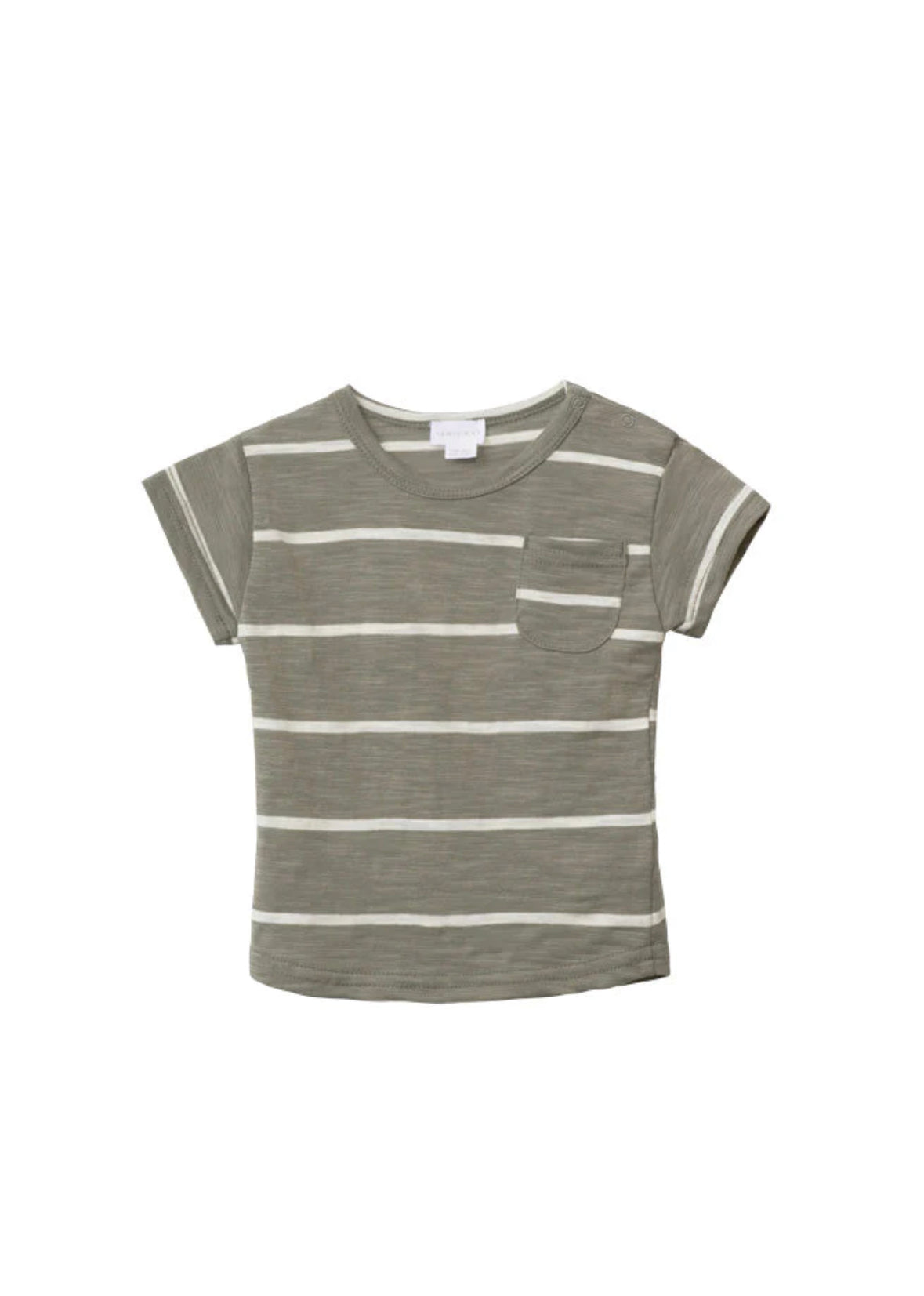 Landon Short Sleeve Tee - Fog/Ecru Stripe